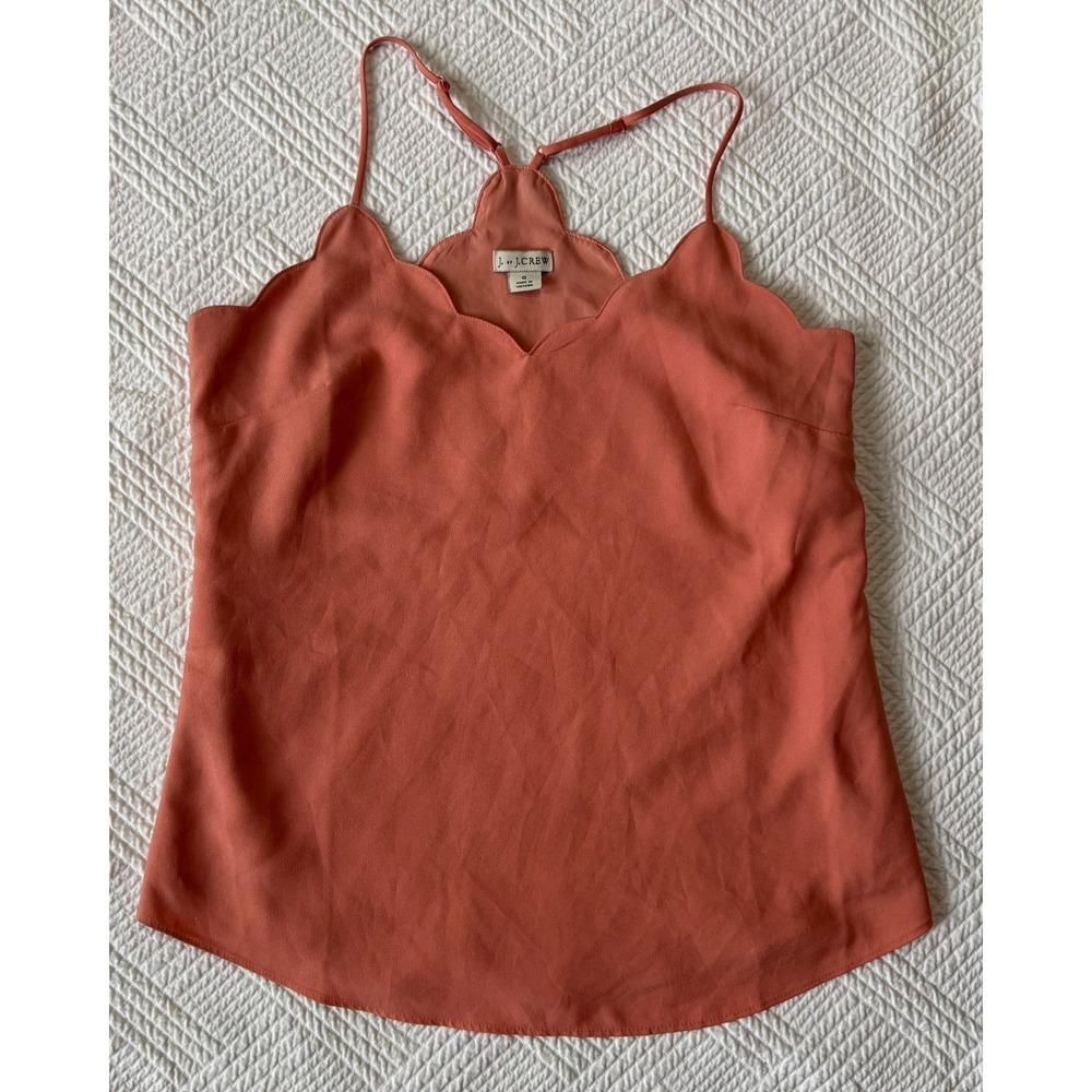 J by J Crew Women's Racerback Tank Scalloped Size 0 Lined Peach Elevated Casual